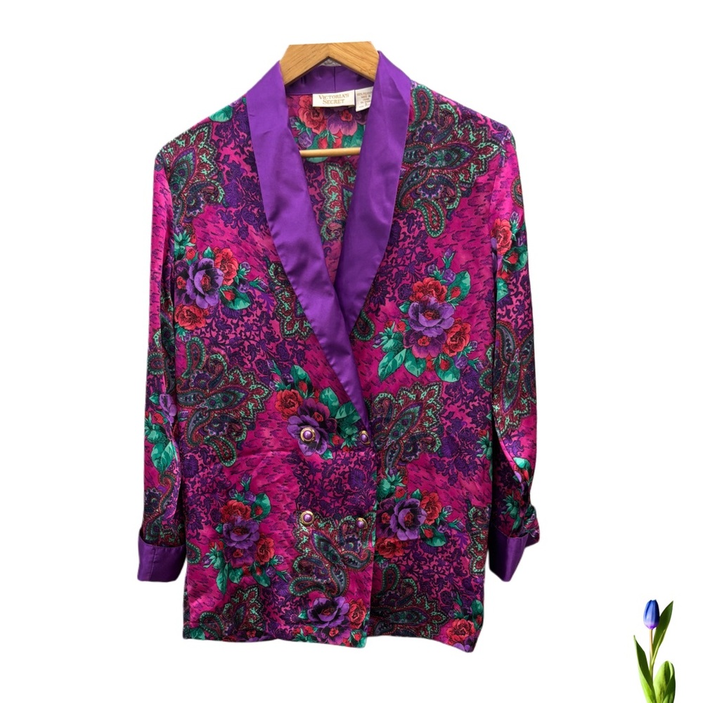 Victoria's Secret Vintage Purple and Pink Pajama Blazer size S